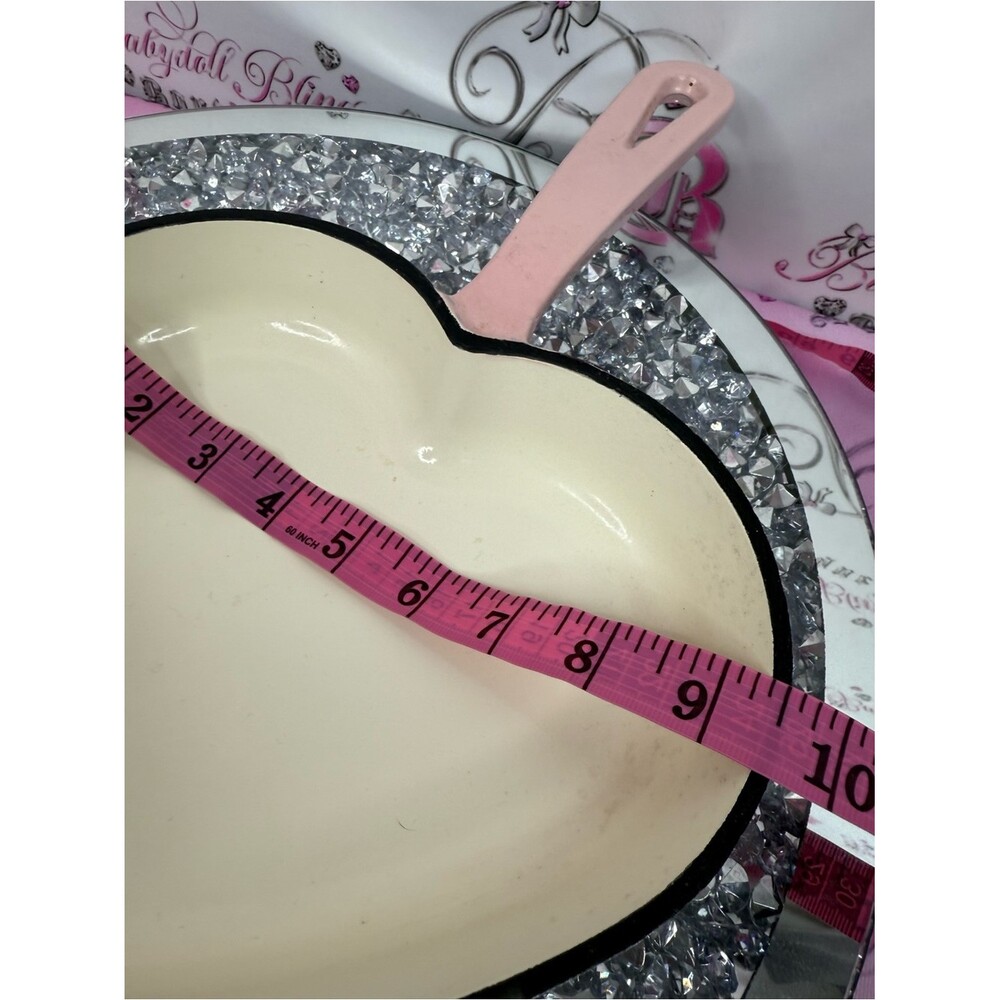 3 pots pans heart shape cast iron Pink Heart-Shaped Cookware Set lids gold knob - Picture 11 of 12